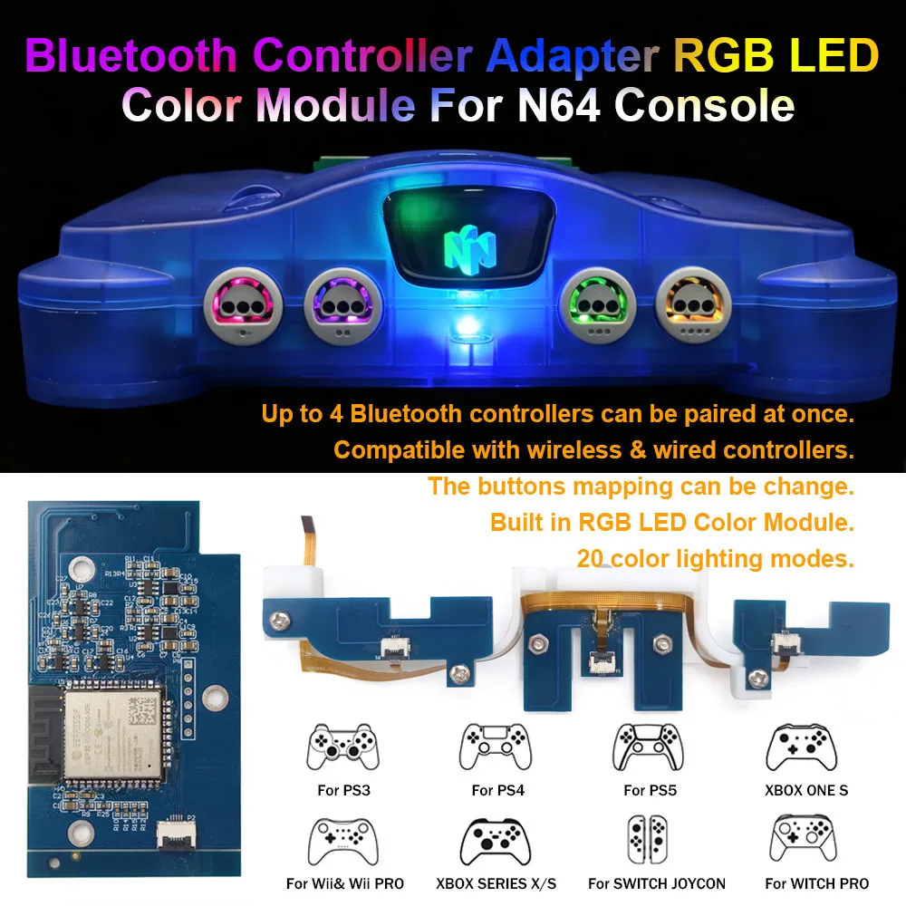 adaptateur-interne-ibluecontrolmod-pour-manette-sans-fil-hispeedido-la-plus-recente-pour-n64-module-led-rgb-couleur-pour-console-n64