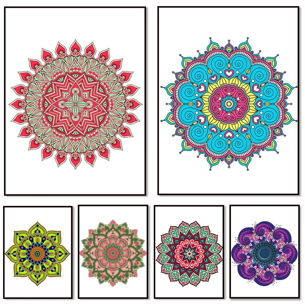Colorful Mandala Wall Art Prints, Geometric Wall Art, Modern Yoga Art, Buddhist Art, Spiritual Art Gifts, Boho Wall Decor