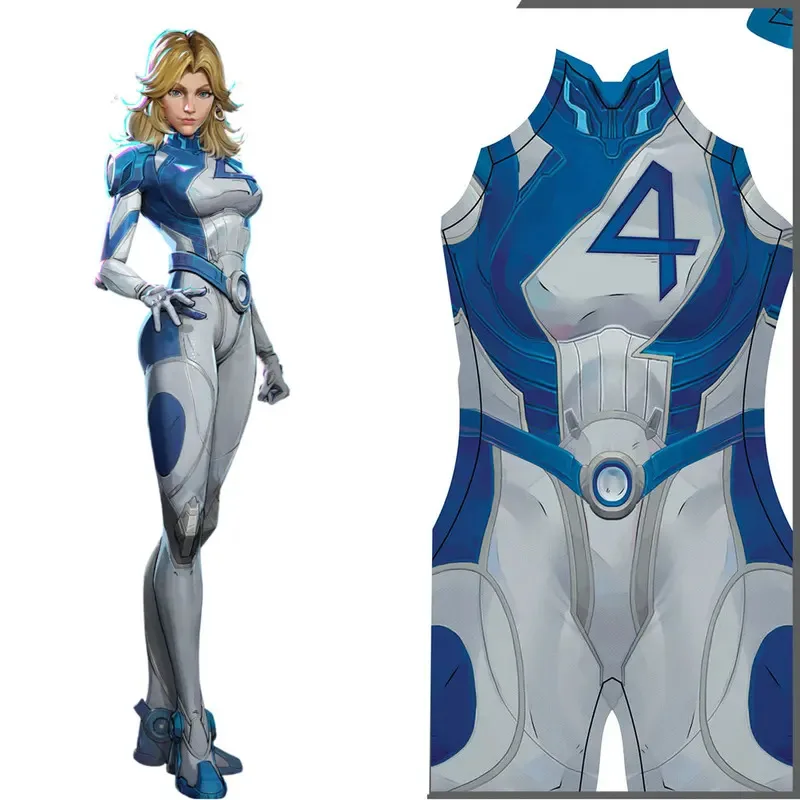 

♥ 2026 New Female Rivals Susan Storm Invisible Cosplay Costumes Fantastic Four Zentai Halloween Bodysuit Adults Party Jum