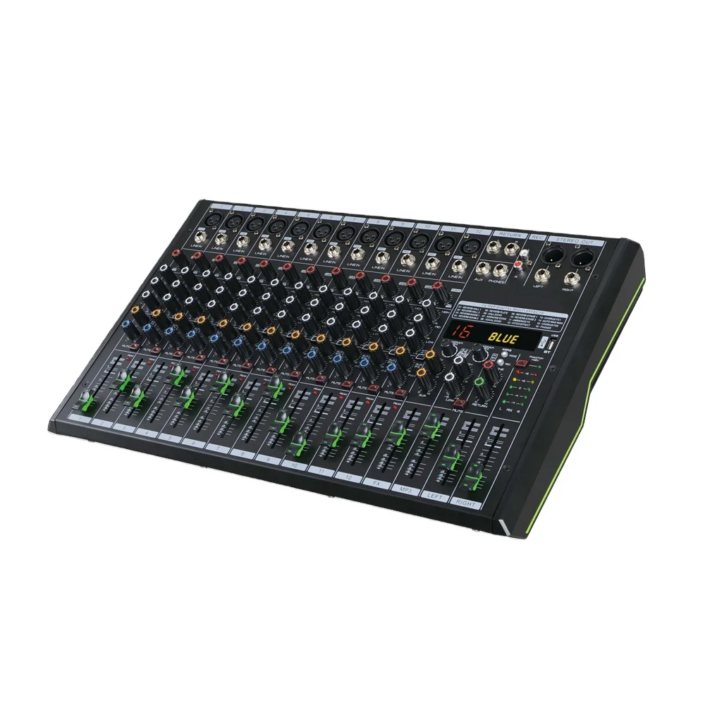 Professional 12 channels sound card stereo audio mixer with wireless connection recording