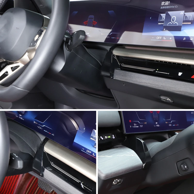لسيارات BMW 5 Series G60 2024-26 ملحقات السيارة الداخلية ABS ألياف الكربون سيارة مركز التحكم شاشة عرض كلا الجانبين غطاء الكسوة #6