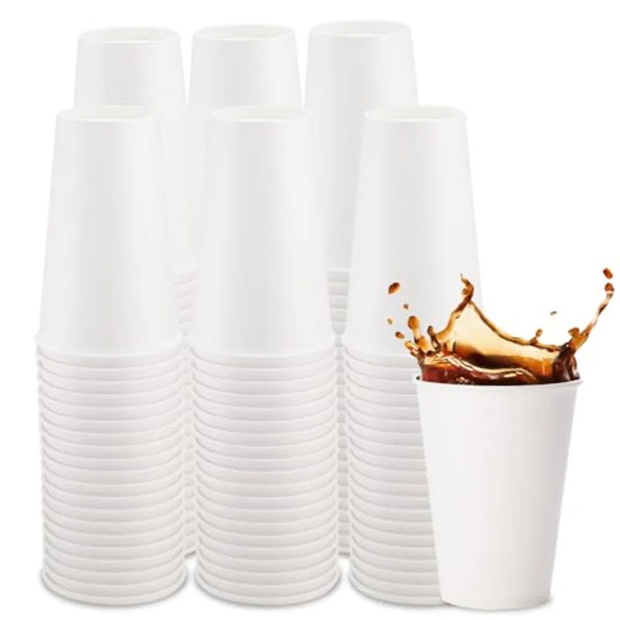

Coffee Cups [100 Pack] Disposable Paper Cups for Hot or Iced Coffee Cup, Slushie Cup, Milkshakes, Smoothies, and Tea