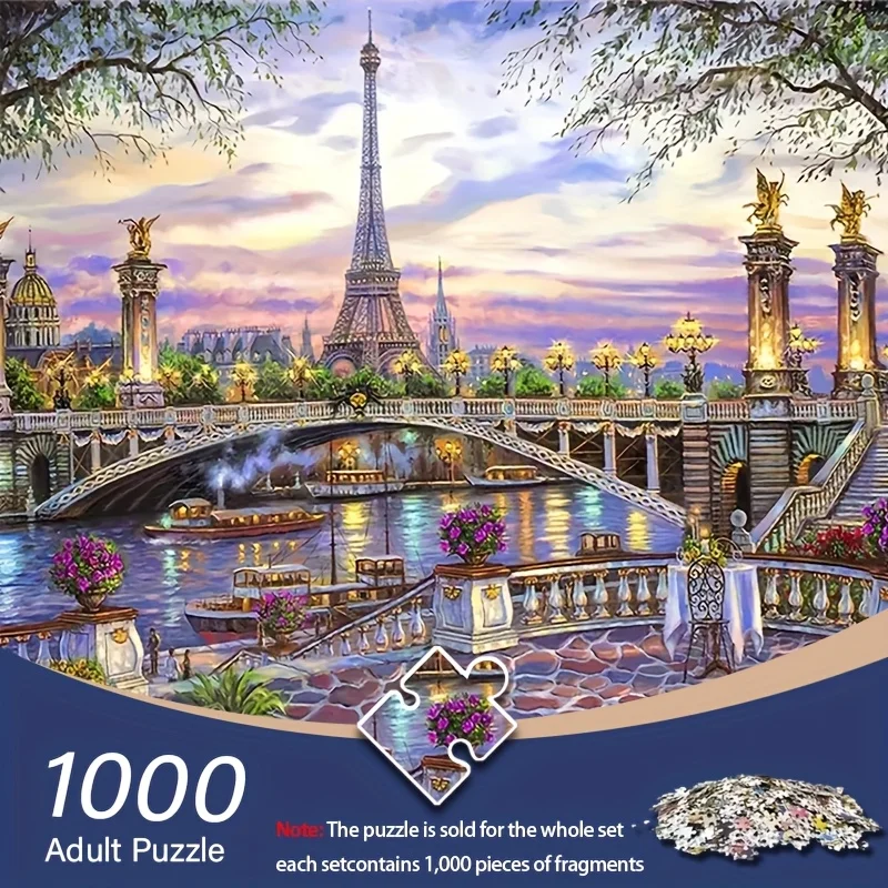 

1000 pcs Bridge And TowerJigsaw Puzzle Home Decor Adults Puzzle Games Family Fun Floor PuzzlesEducational Toys for Kids