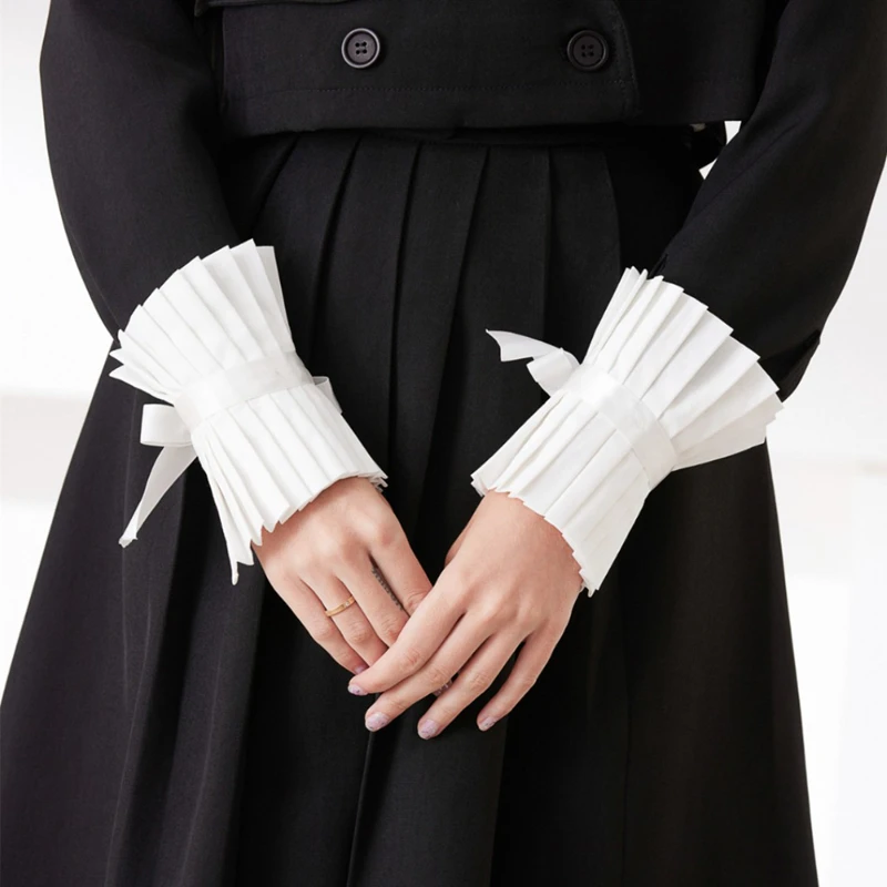 

Organ Pleated Strap Fake Cuffs Nail Accessories For photography White Detachable Hand Sleeves Manicure Decorations Supplies