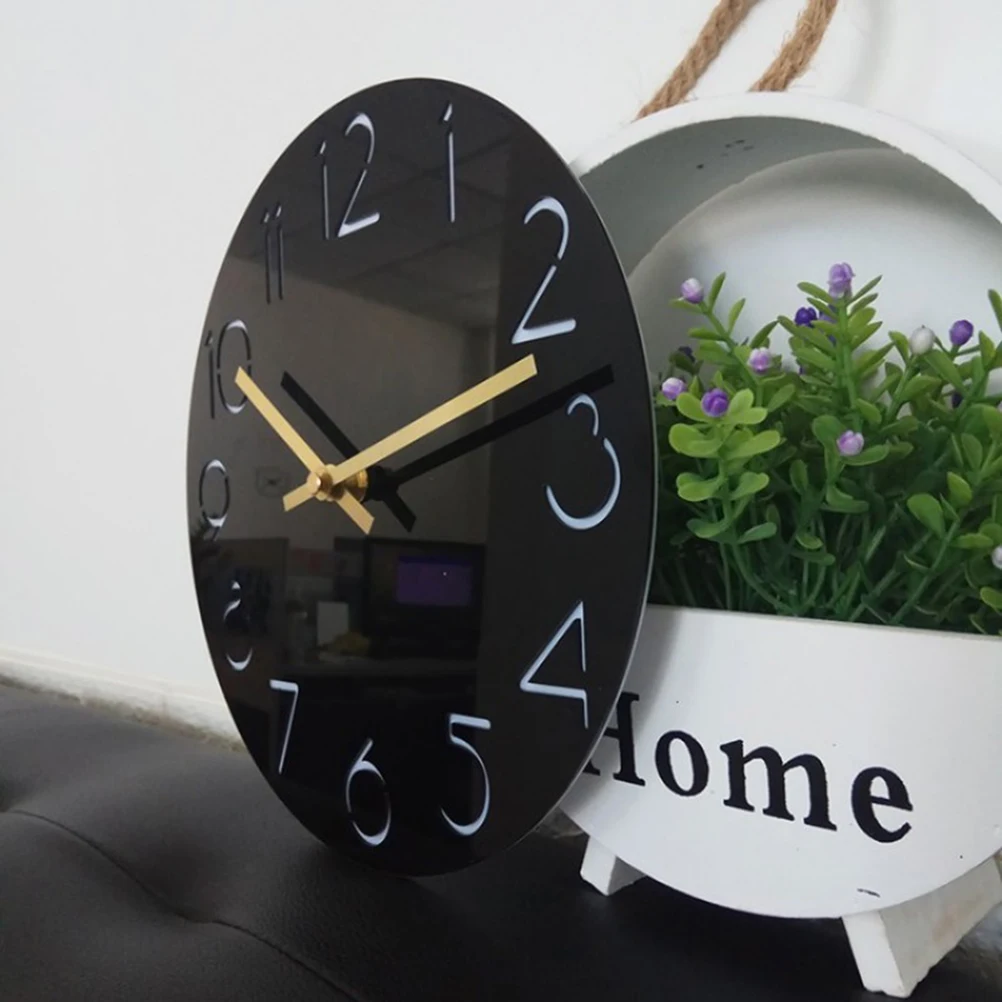 

Acrylic Wall Clock Silent Round Decorative Living Room Bathroom Large Digital Girl Easy Clean Modern Style Powered