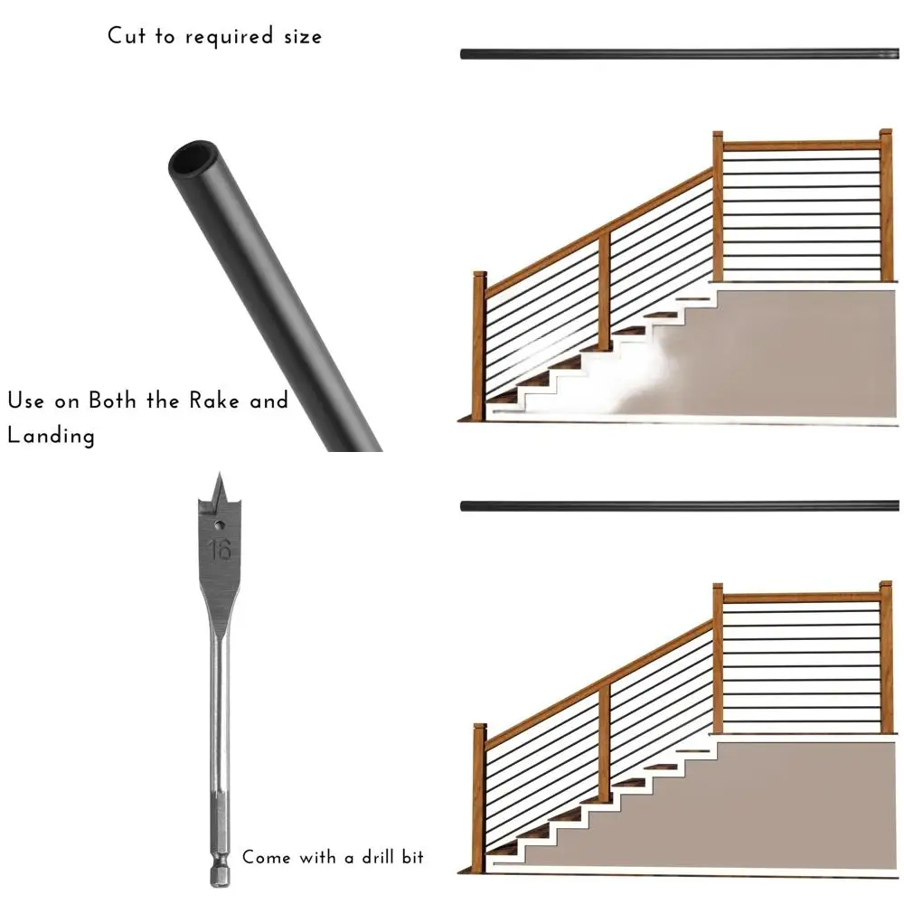 

Матовые черные круглые балясины для горизонтальных перил, 5 штук, 5/8 дюйма, для кованых лестниц