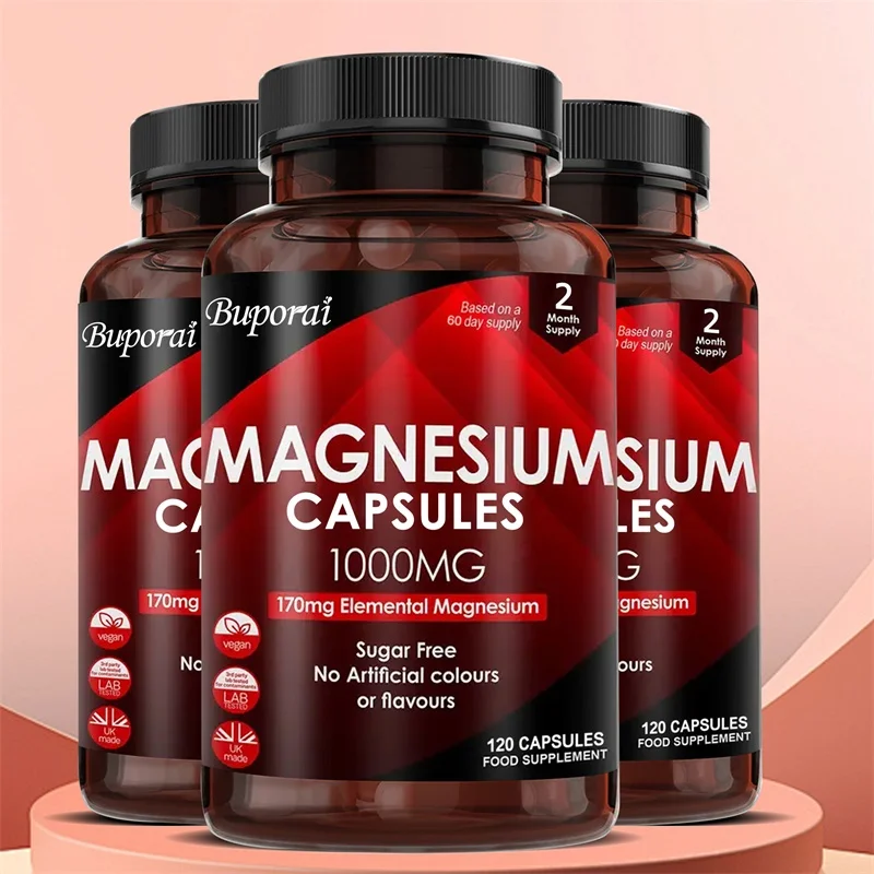 

Magnesium Capsules for Maximum Absorption - Supports Muscle, Nerve, Heart Health, Improves Sleep, and Relieves Stress