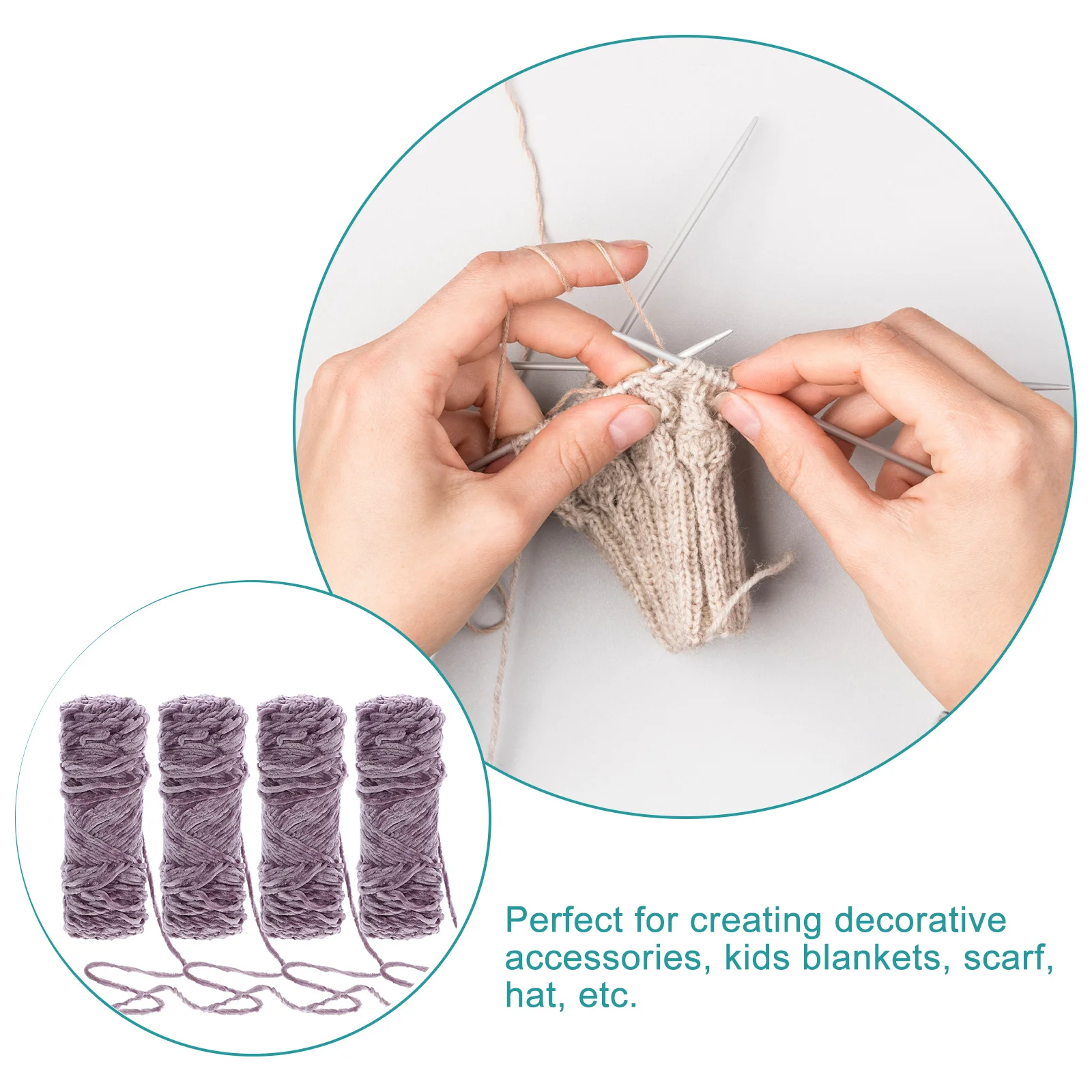 

4Pcs Chenille Wool Smooth Silky Knitting Yarn for DIY Scarf Hat Handmade Weaving Material Thread Material DIY Wool