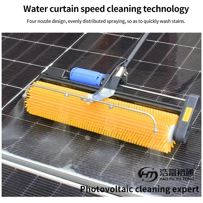 For Solar Panel Cleaning Brush 60cm Roller With 12m Carbon Fiber Pole PV Module Washer Rooftop Photovoltaic System
