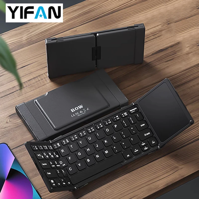 

Folded Keyboard with Touchpad, Pocket Keybaord Bluetooth 3 Device Connection for PC, Tablet, Smartphone