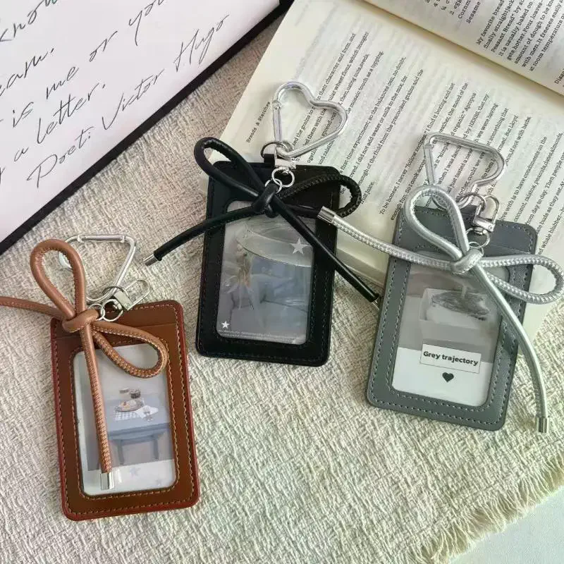 1Pcs Portable INS Card Holder PU Leather Y2k Idol Photo Card Sleeve Display Pendant