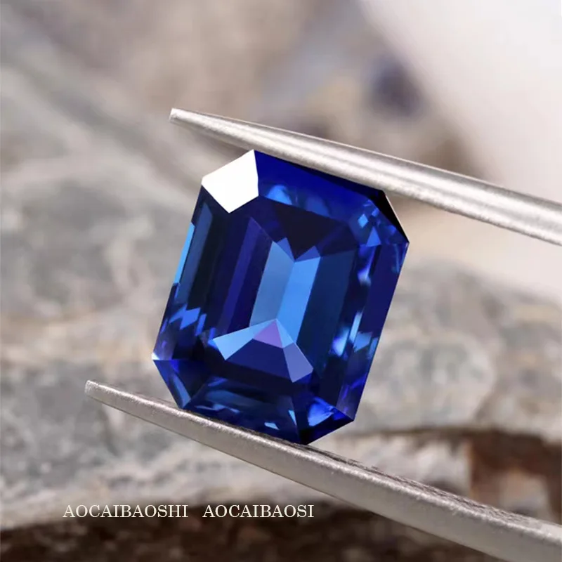 

Pretty Boxed Loose Blue Sapphire Test Mohs Hardness Gems Emerald Cut AAAA VVS Loose Gemstone