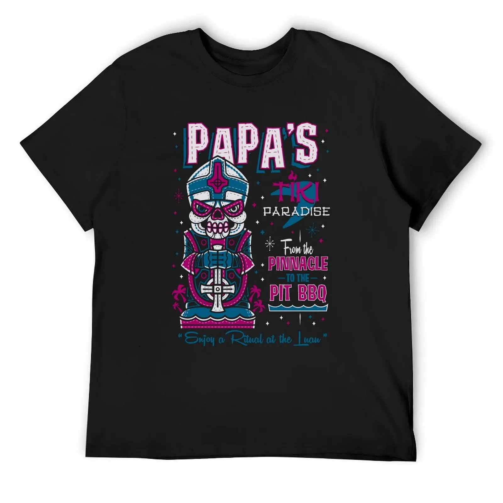 Papa Ghost Tiki Paradise - Vintage Surf Vacation T-Shirt shirts graphic tee vintage graphic tee fruit of the loom mens t shirts