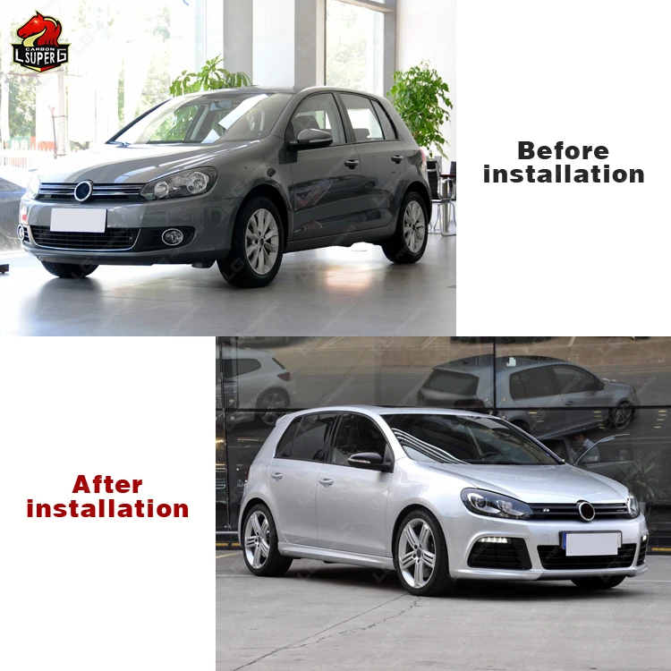 إعداد ممتاز لسيارة Volkswagen Golf 6 ترقية إلى طراز R20 مع شوايات التنورة الجانبية للمصد الأمامي والشفة الخلفية