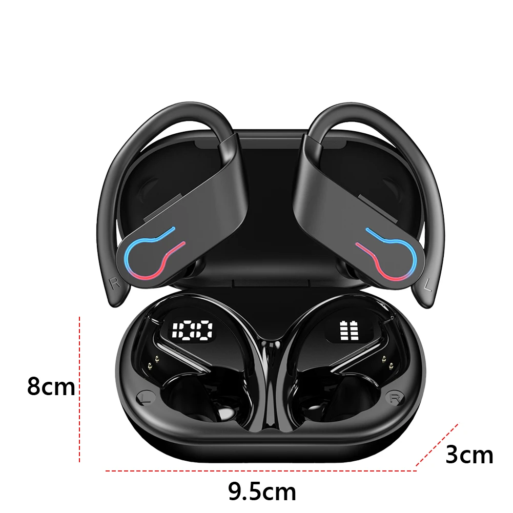 Auricolari wireless Bluetooth 5.3 Cuffie sportive con ganci Auricolari con microfono incorporato Cuffie impermeabili Auricolari per lo sport