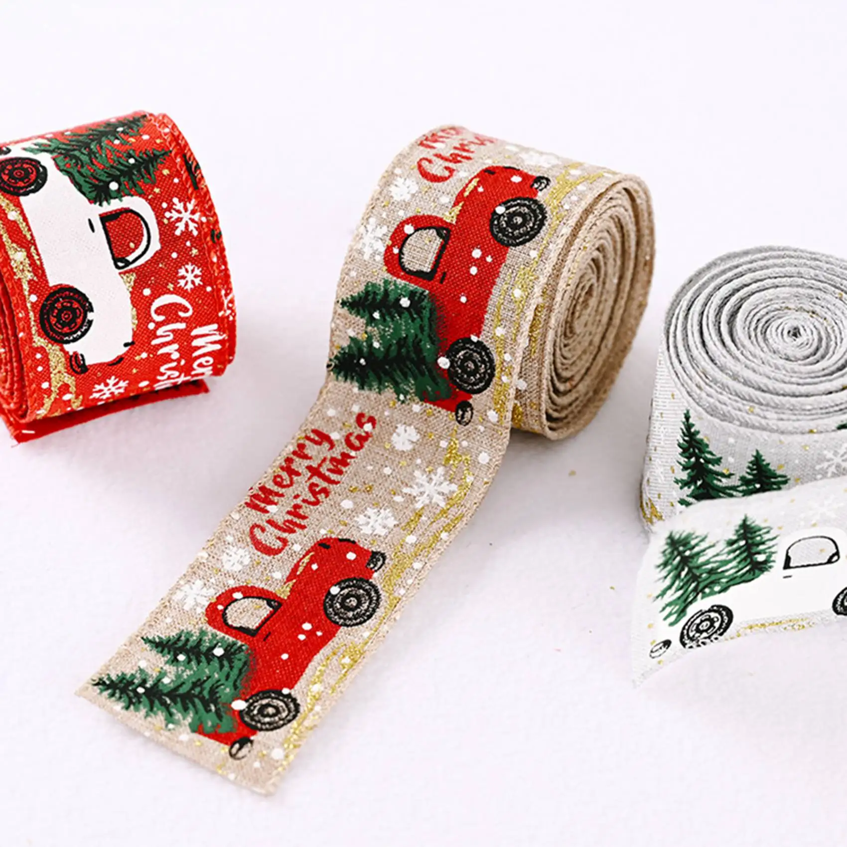 3PCS Christmas Celebration Supplies, Car Christmas Tree Ribbon, Decorative Ribbon, Ribbon, Creative Ribbon White