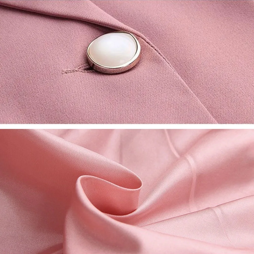 سترة أنيقة معطف جديد للخريف بلون واحد سترات نسائية ضيقة بدلة قصيرة ملابس خارجية للسيدات بياقة مدببة وزر واحد