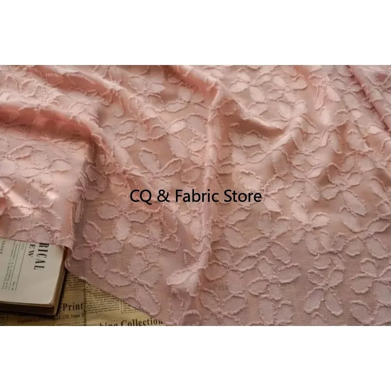 Four-leaf Clover Jacquard Cut Flower Chiffon Fabric Fashion Shirt Dress Clothing Fabric DIY Handmad Accessories 1 meter