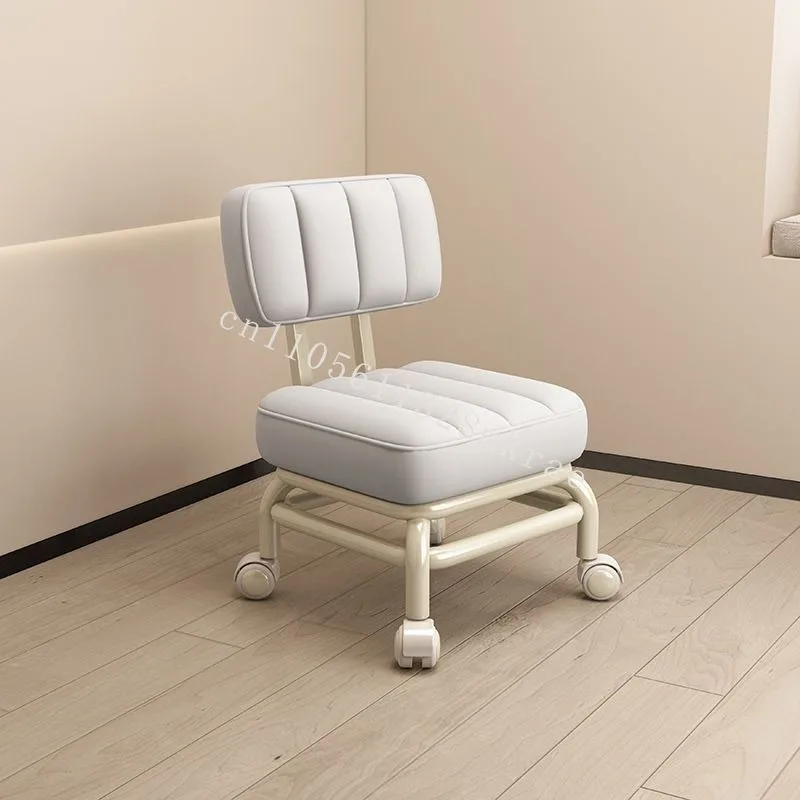 

New Modern Comfortable Home Use Low Stool with Upholstered Creative Fashion Universal Wheel Mobile Bedroom Small Chair