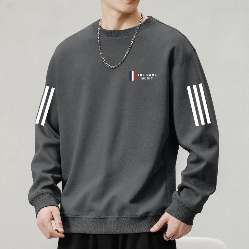 

Round Neck Hoodie Men's Spring and Autumn Korean Style Trendy Hong Kong Style Printed Loose Casual Long Sleeved Fashionable Thre