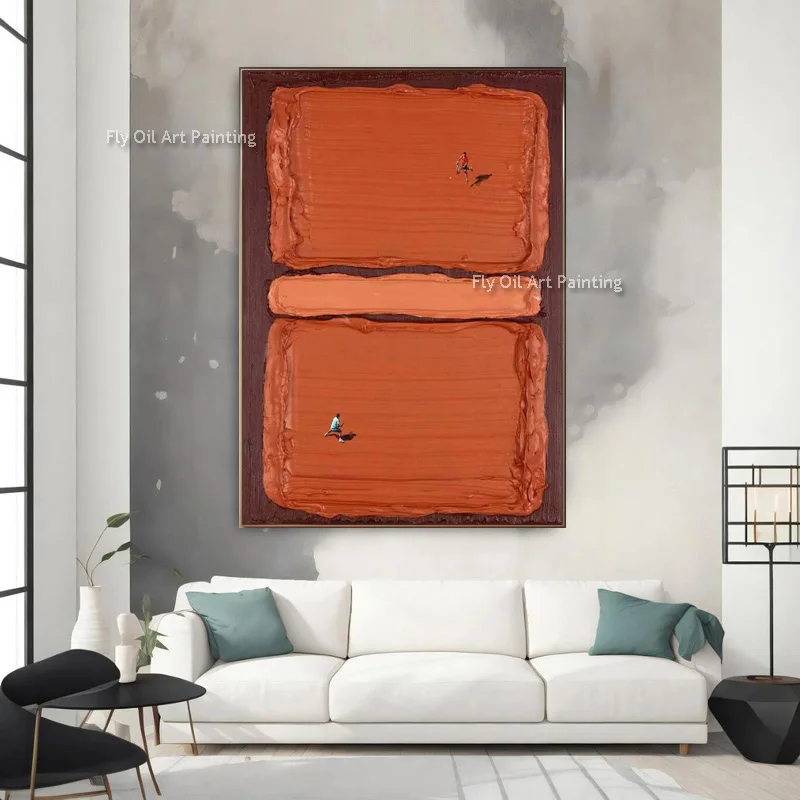 الضوء الأخضر الأبيض مجردة قماش جدار الفن البسيط الفني مرسومة باليد جديد برتقالي براون النفط اللوحة لغرفة المعيشة ديكور #6
