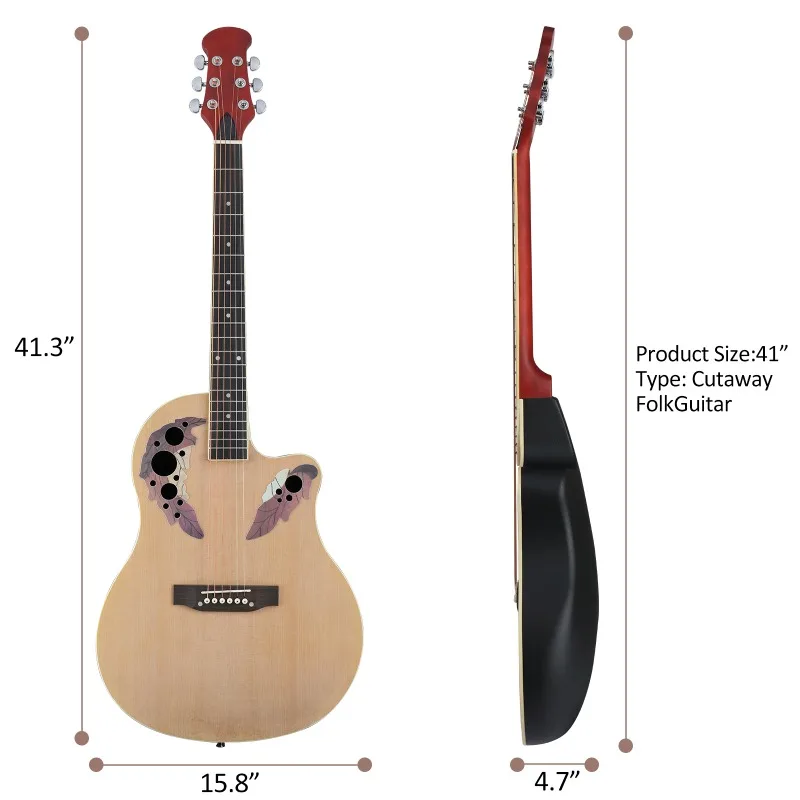 كوتاواي الصلبة شجرة التنوب العلوي الصوتية الغيتار ماتي جولة الظهر لون الخشب الطبيعي مع حقيبة وجع الغيتار الشعبي للمبتدئين