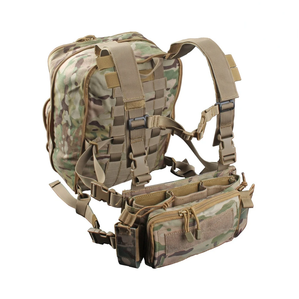 Tactifans Expandable Flatpack D3 Plus Backpack Hydration Chest Rig Vest Rifle AK M4 Hanger Utility Pouch Hiking Hunting