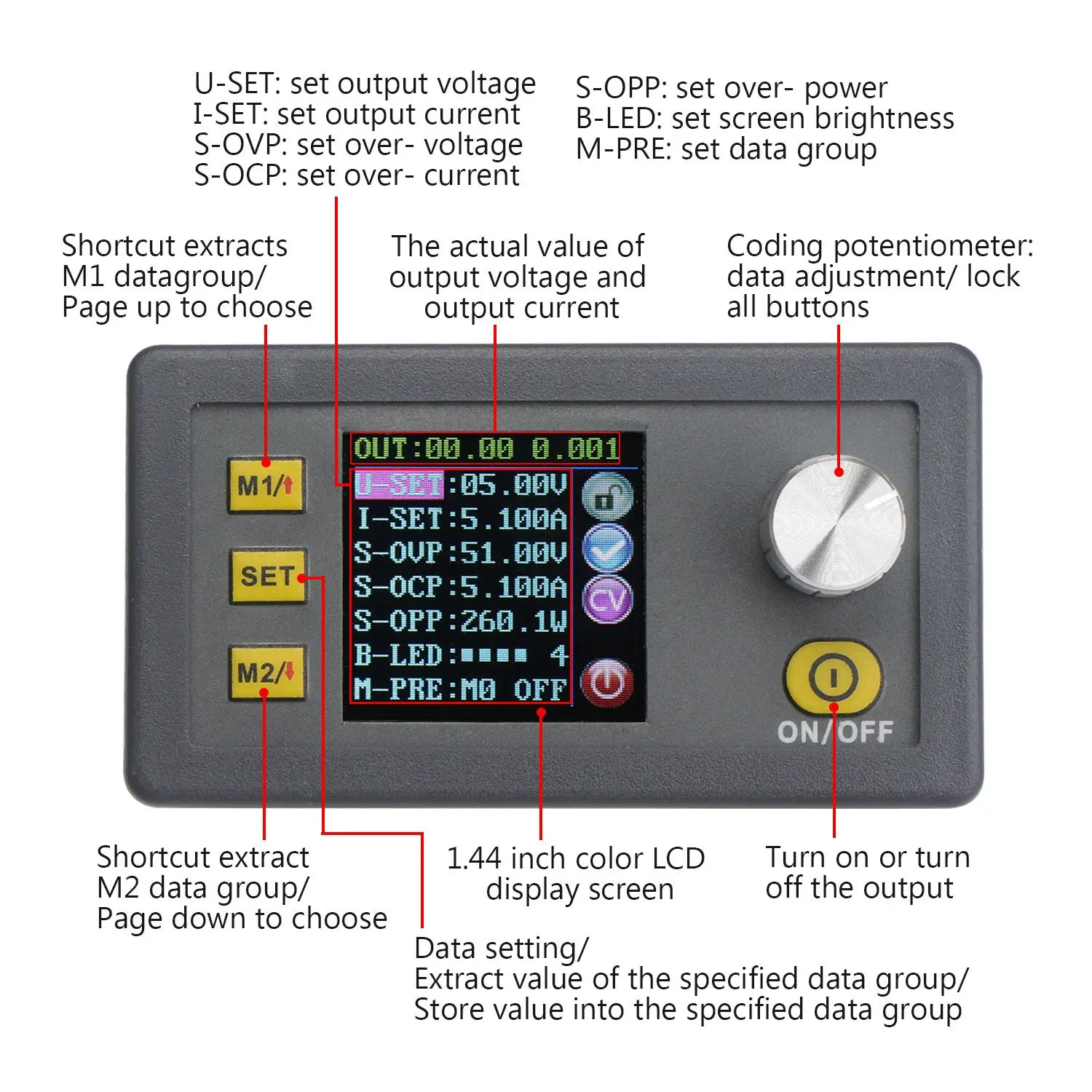 Numerical Control Step Down Voltage Regulator DC 6-55V to 0-50V 5A Step Down Stabilized Power Supply Constant Voltage Current Bu