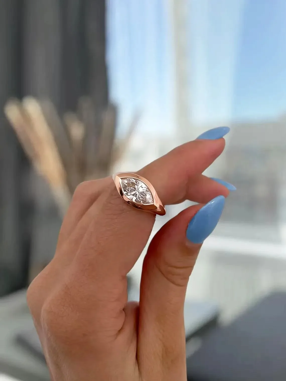 Rectangle Horse's Eye Minimalist Rose Gold Color Inlay Zircon Rings For Women Birthday Gift Accessories Fashion Custom Jewelry