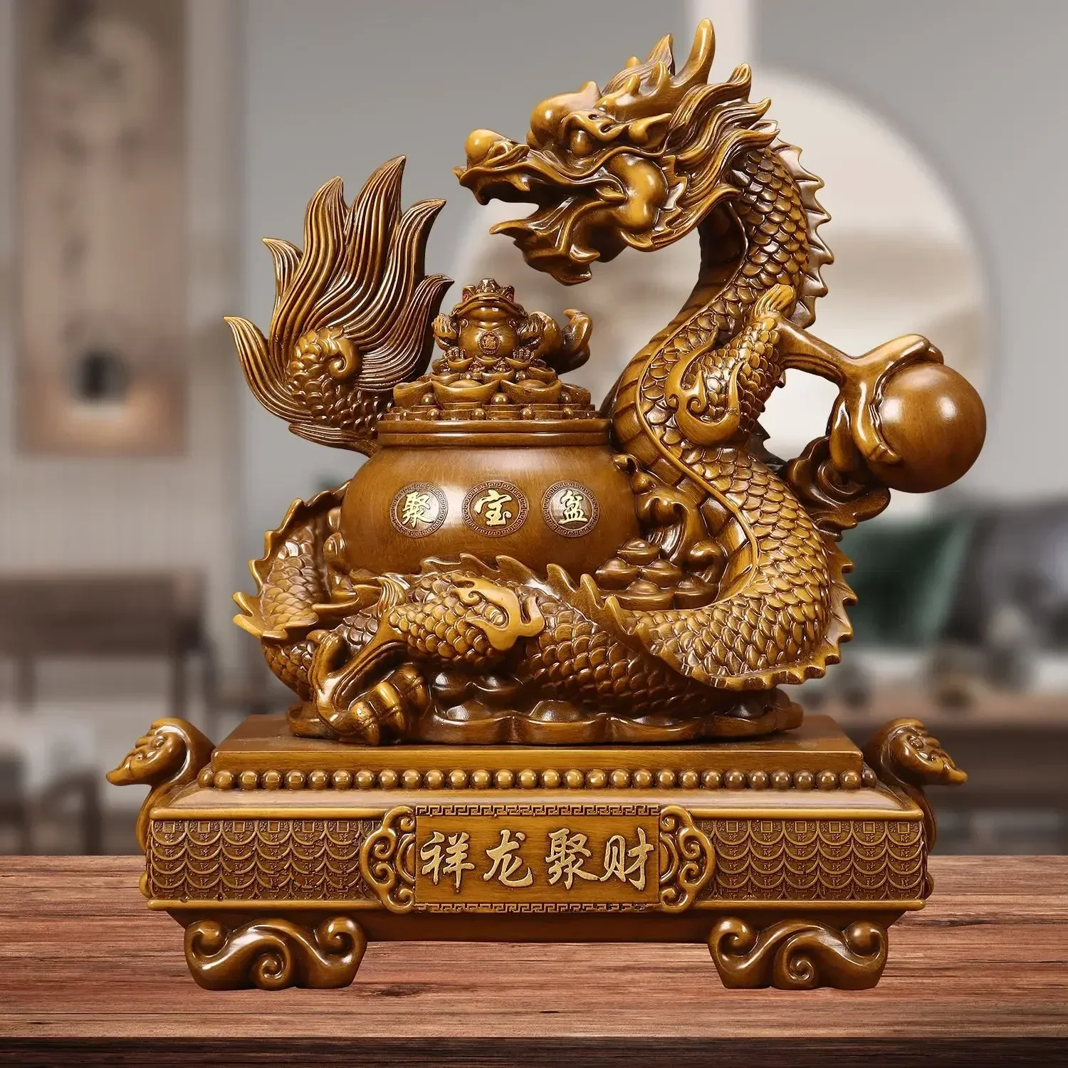 The Treasure Bowl dragon Ornament Opening Housewarming Business Living Room Decor