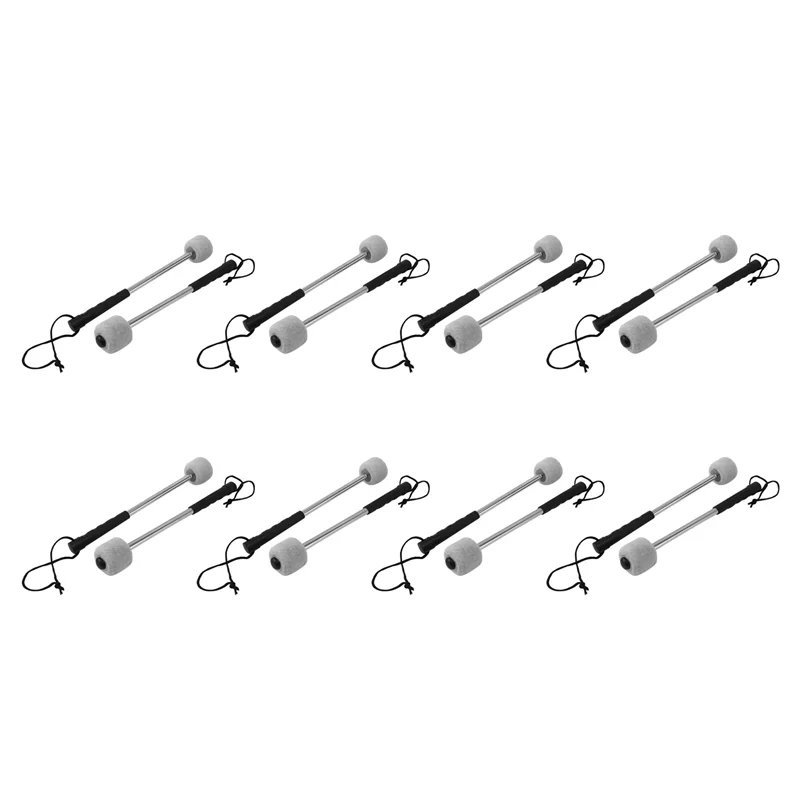 

FSTE-16Pcs Bass Drum Mallet Felt Head Percussion Mallets Timpani Sticks With Stainless Steel Handle,White