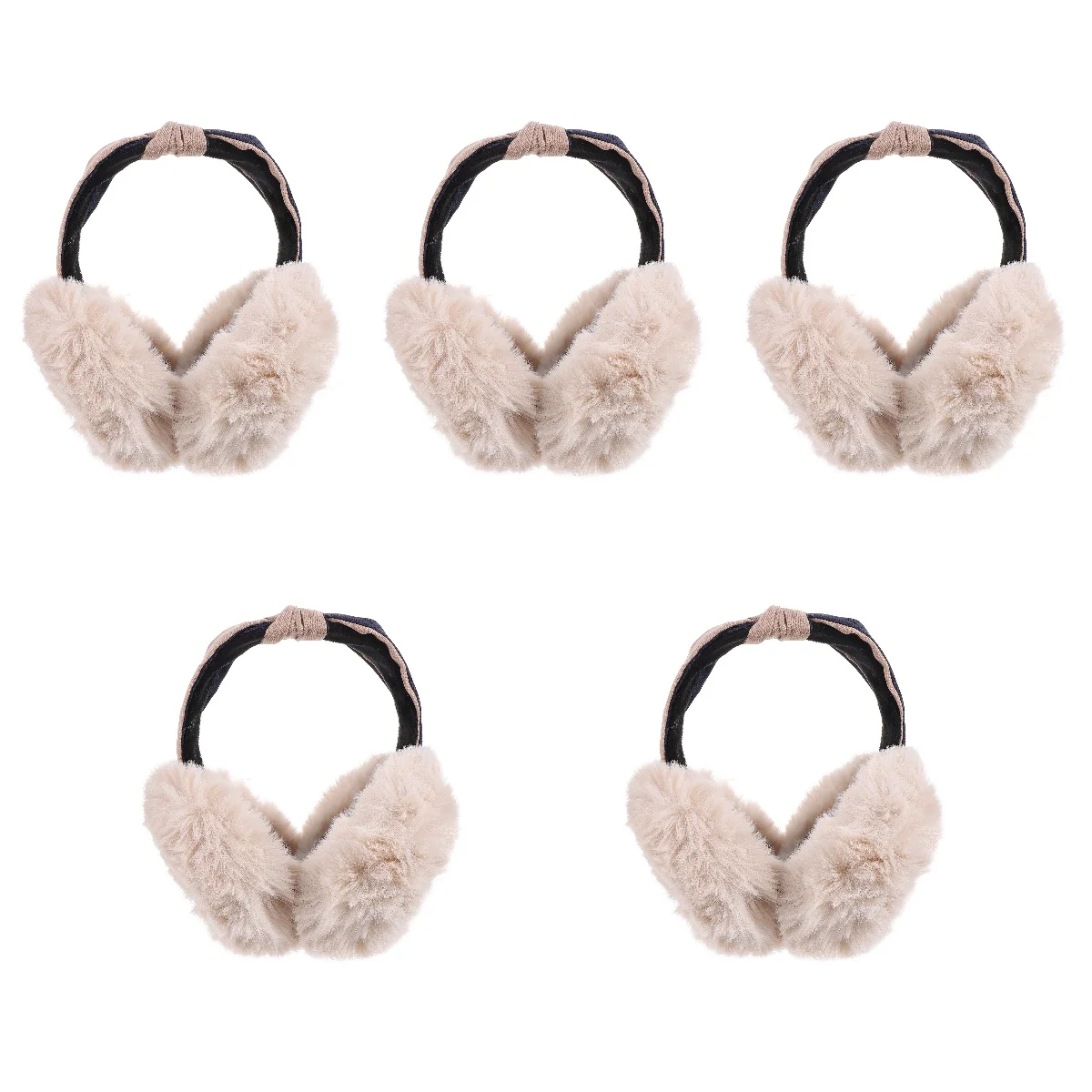 5 Count Two-color Headband Foldable Lazy Rabbit Fur Warm for Winter (apricot Color) Cuff Keep Miss