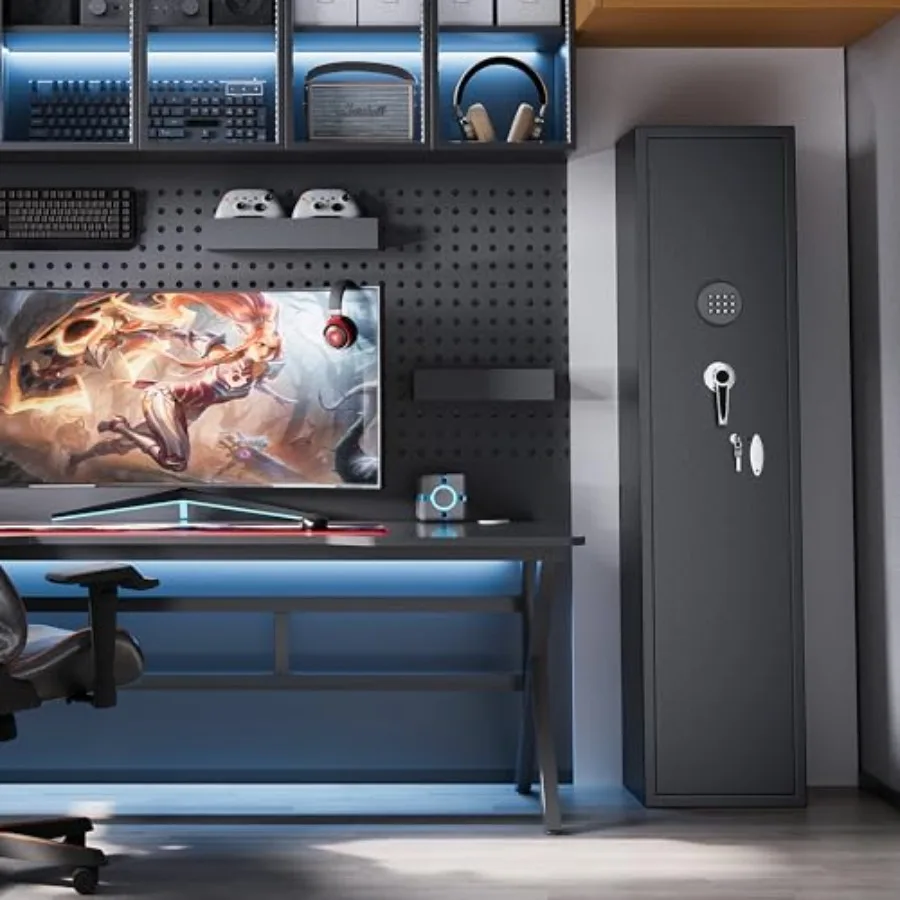 Coffre-fort pour fusil 3-5, accès rapide, grand coffre-fort pour fusils et pistolets avec serrure à clavier, verrouillage électronique, armoire pour fusil S