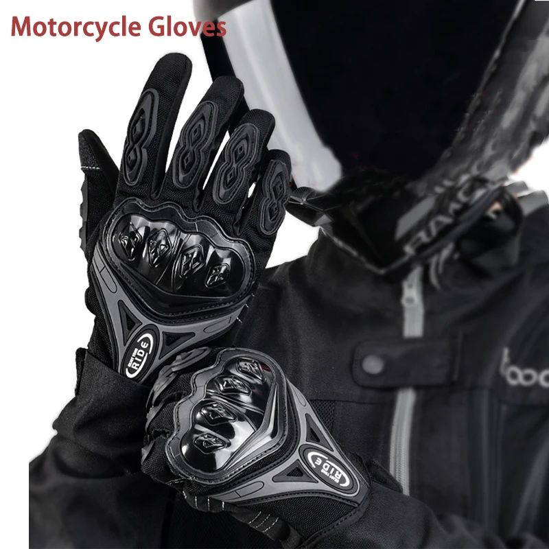 Motorcycle Gloves Breathable Full Finger Racing Gloves Black Touch Screen Non-slip Moto Glove Men Summer Sports Racing Moto Bike