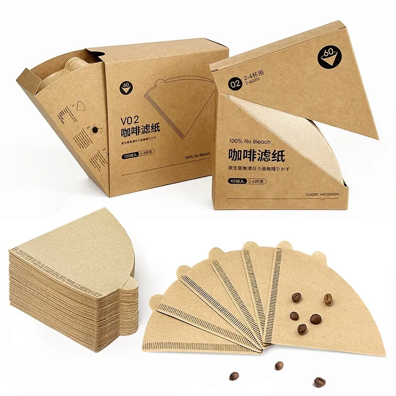 

100pcs Coffee Filters V-60 Coffee Filter Size 02 Cone Coffee Filters 2-4 Cups for Pour Over and Drip Coffee Maker(Natural Brown
