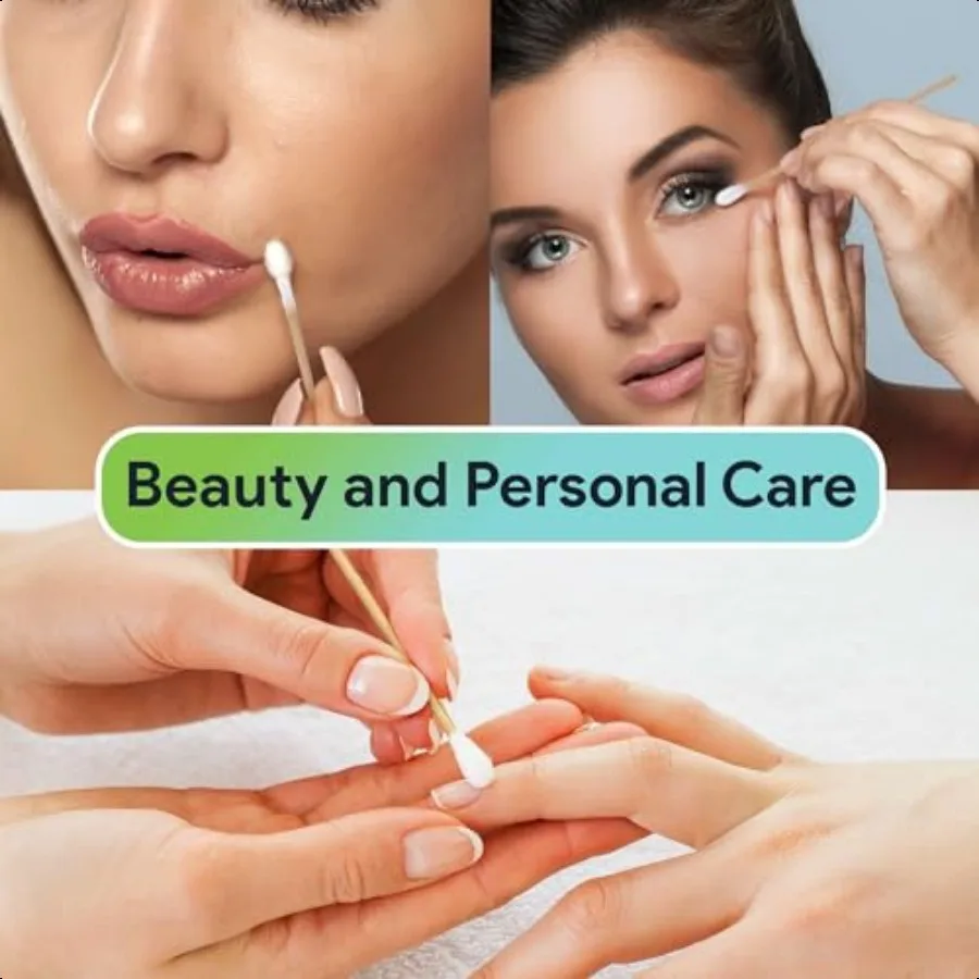 50本の生分解性ロングコットン綿棒、8インチの耳用綿棒、白樺材と綿100%で作られた糸くずの出ないロングQチップ