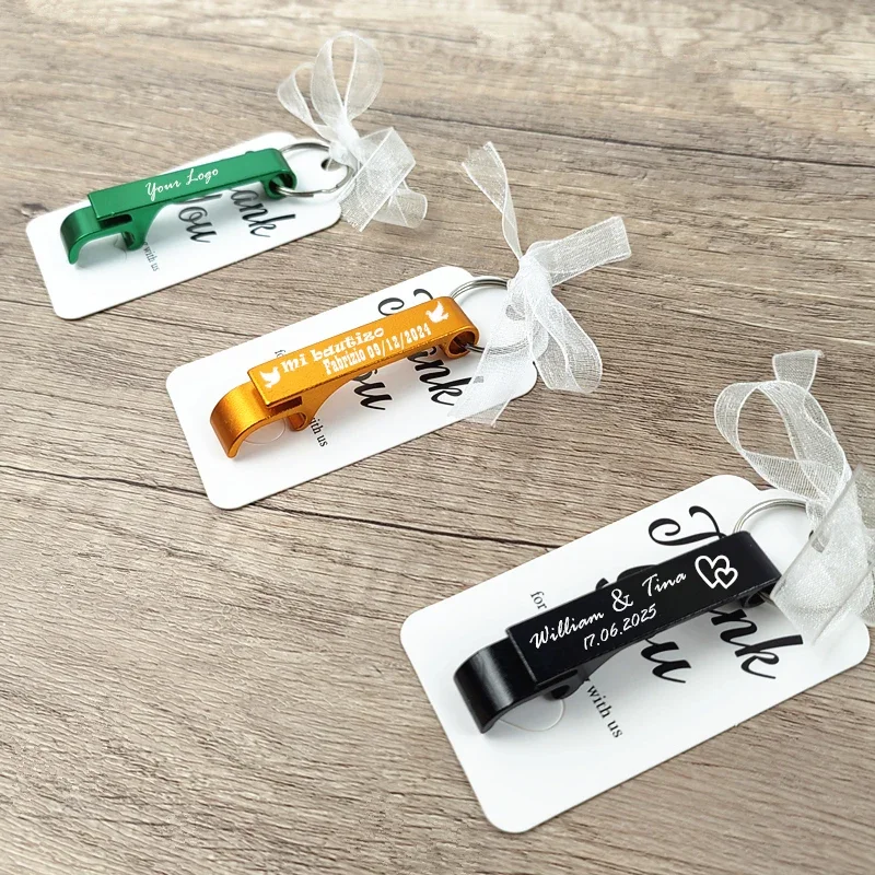 20-100 pièces d'ouvre-bouteilles porte-clés personnalisés, cadeaux de mariage pour invités, ouvre-bouteilles portables en métal pour vin et bière, pour fêtes et cadeaux d'anniversaire
