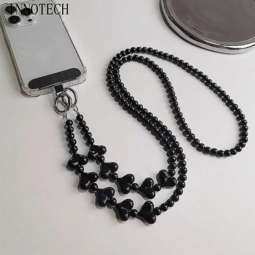 

With Card Heart Long Mobile Phone Lanyard Diagonal Lanyard Beaded Crossbody Phone Chain Y2k Replace DIY Mobile Phone Chain