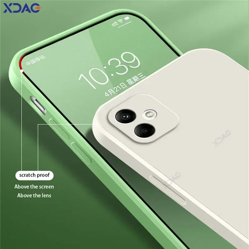 Original Cellphones Cases for Samsung Galaxy F05 Luxury Square Liquid Silicone Back Cover SamsungF05 Double Liner Soft Coque Bag