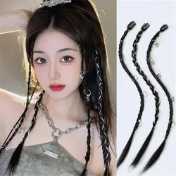 Wig Hairpin Boxing Women's Braid Ponytail Sweet And Cool Hot Girl Highlights Twist Braid Hanging Ear Dyed Hair