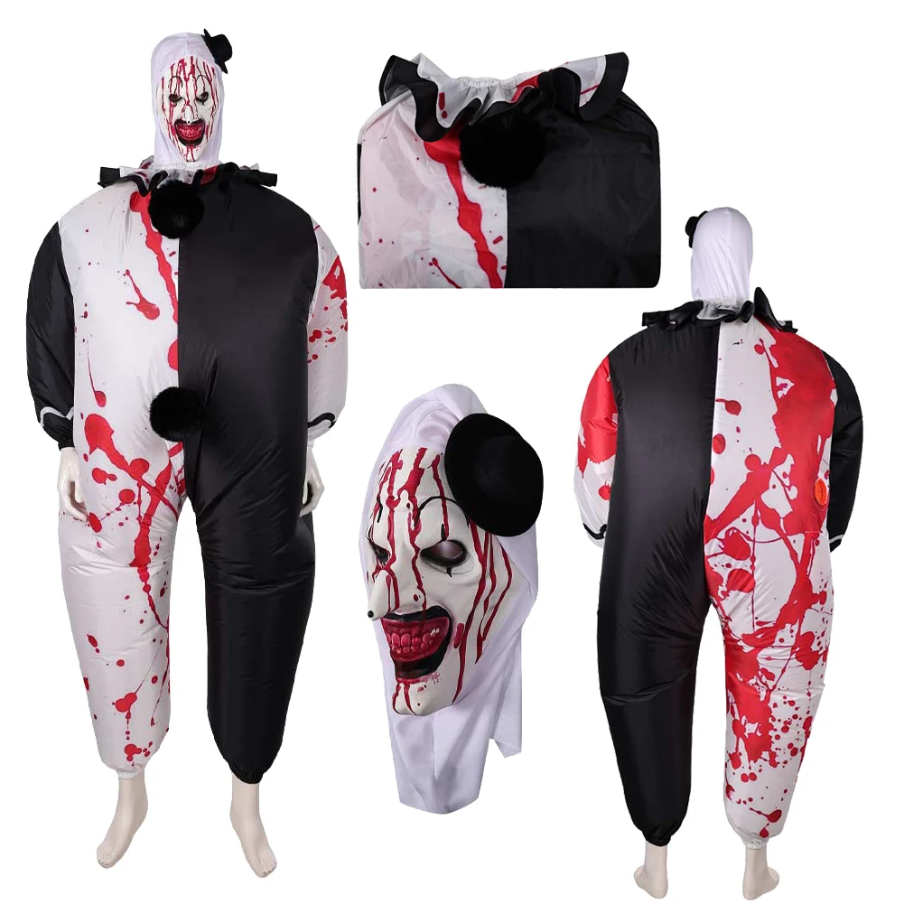 

Movie Terrifier Cosplay Art The Clown Clothes Coat Mask Men Party Disguise Roleplay Halloween Costume Carnival Outfits Suit