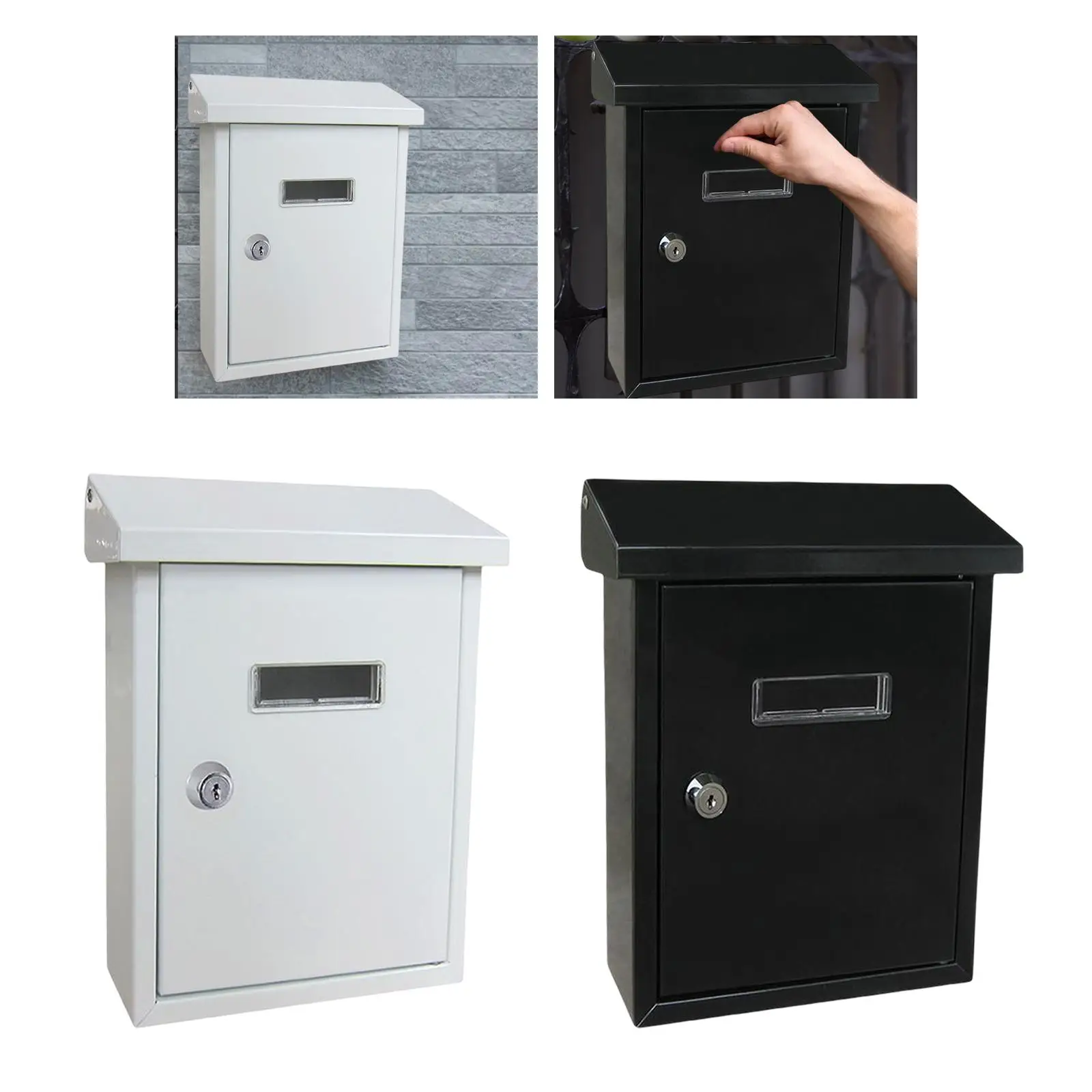 Lockable Wall Mount Mailbox Newspaper Letterbox Mail Box for Business Home Decor Office