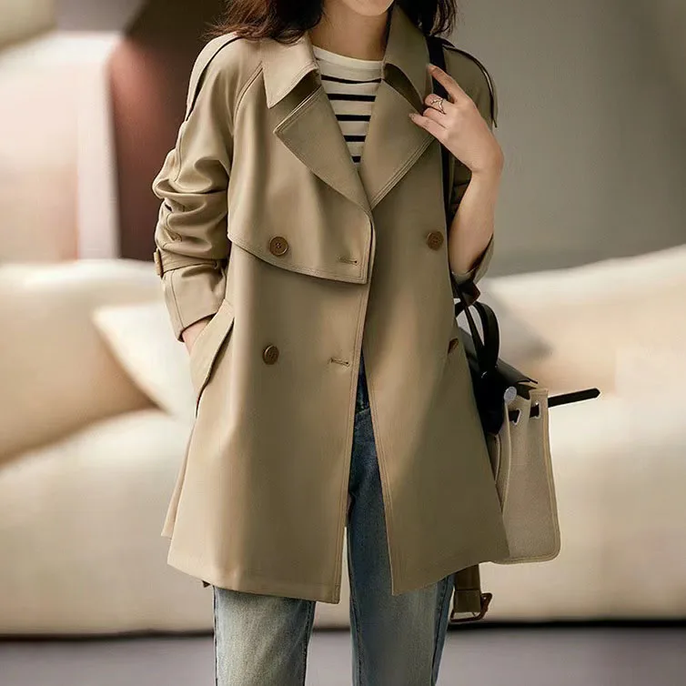 

Casual Trench Coat Women 2025 New Mid-Long Woman Coat Overcoat Spring Windbreaker Female Outerwear Autumn Jacket