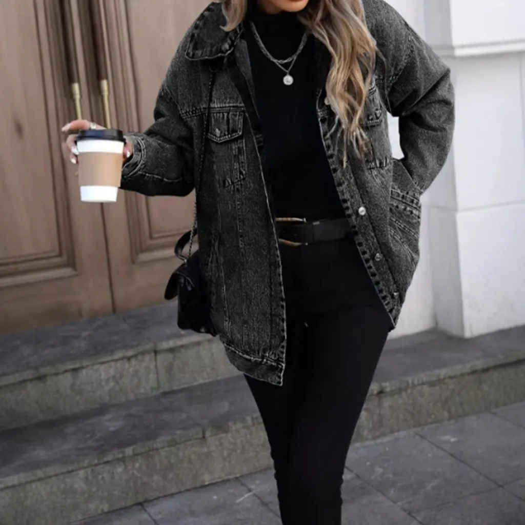 

Women's Retro Denim Jacket Spot-20808 Fashionable European And American Style Clothing