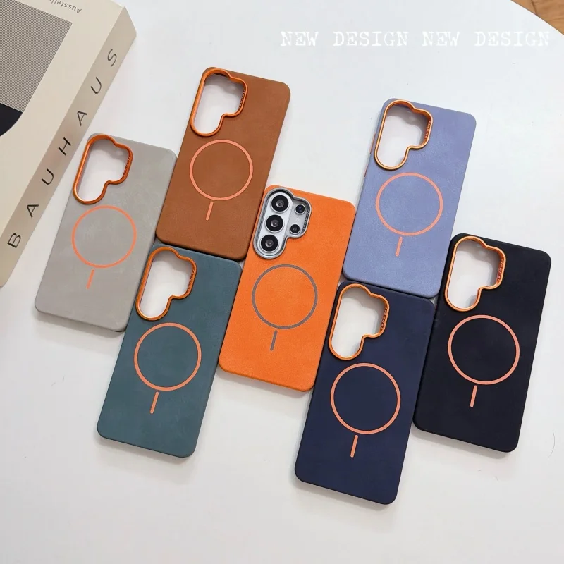 For Samsung Galaxy S26 S25 S24 Plus Ultra Case Lephant Pattern Leather Magnetic Wireless Charging Protect Back Cover Shell