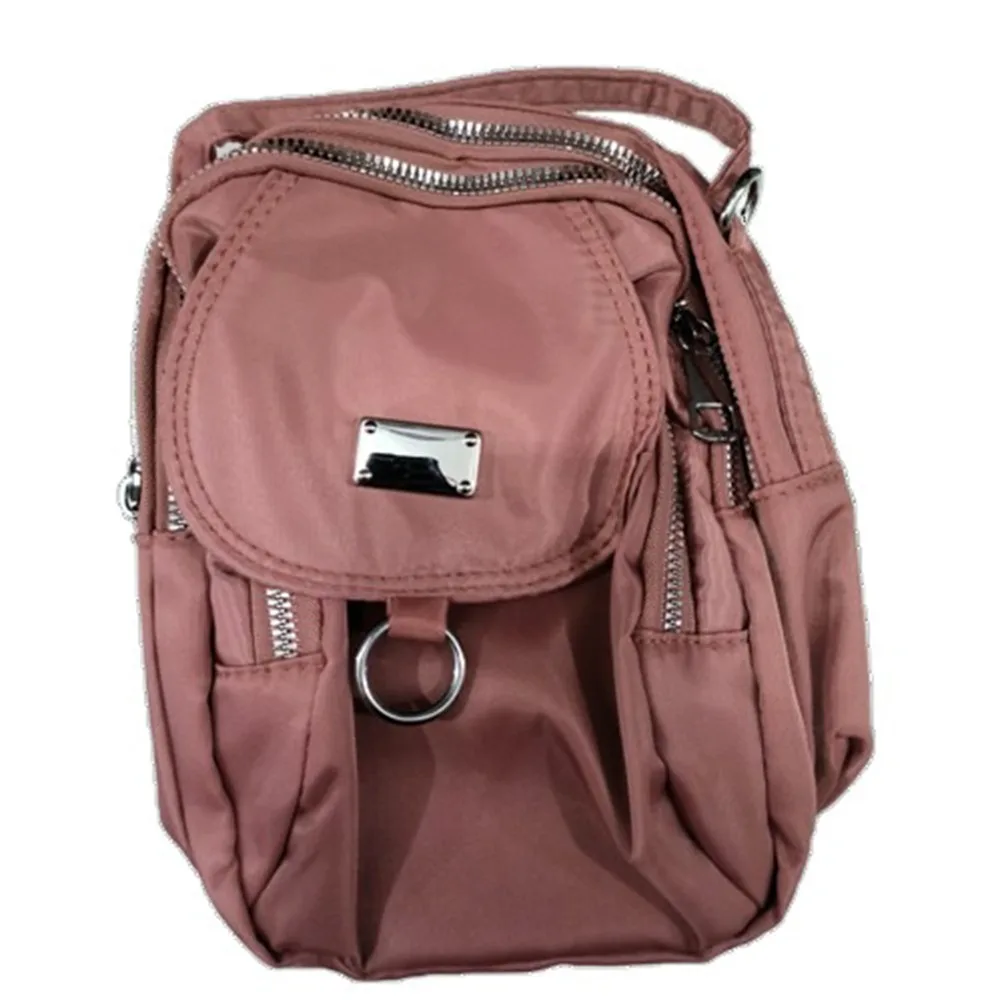 Zipper Nylon Mobile Phone Pouch Large Capacity 3 Layers Single Shoulder Bag Adjustable Strap Solid Color Small Square Bag Daily