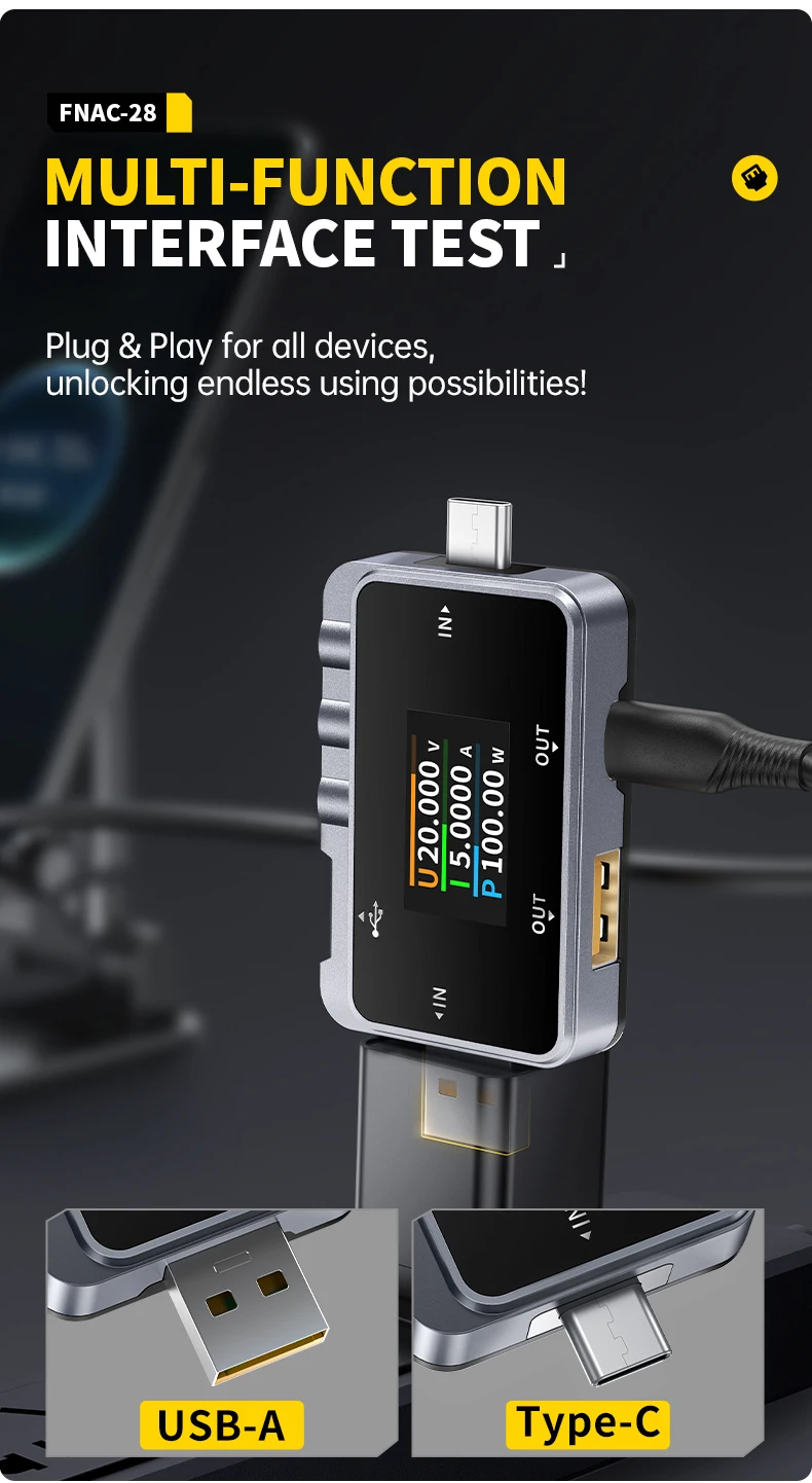 FNIRSI FNB58 FNAC-28USB Tester Typ-C Voltmeter Amperemeter Schnellladungsprotokoll-Trigger Wellenform-Kapazitäts-Powerbank-Messgerät – Detail 13