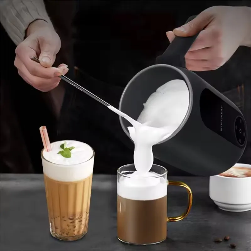 Neuer elektrischer Milchaufschäumer, 4-in-1, automatischer Mixer für Kaffee, Milchaufschäumer, faltbarer Griff, Milchheizung, Dampfgarer, Schäumer