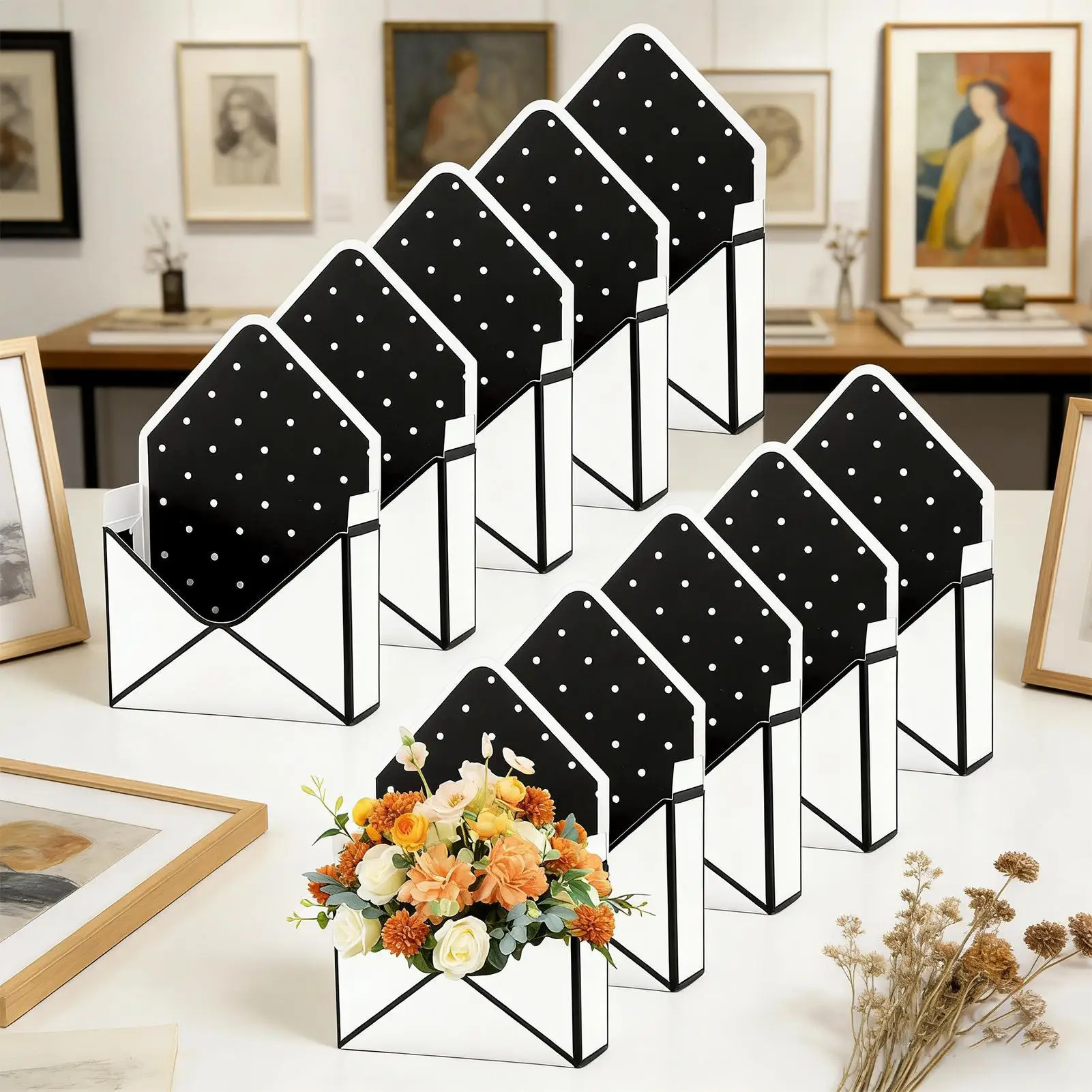 

Набор из 10 складных элегантных коробок-конвертов для букетов с цветочным узором для Дня святого Валентина, Дня рождения, Выпускного и Свадьбы