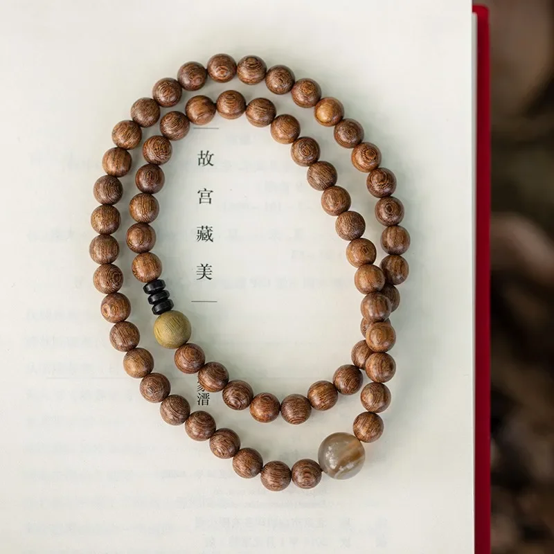 

Golden Sandalwood Fresh Buddha Bead Bracelet Simple Retro Bead Agate Coconut Shell Multi Loop Bracelet Chinese Style